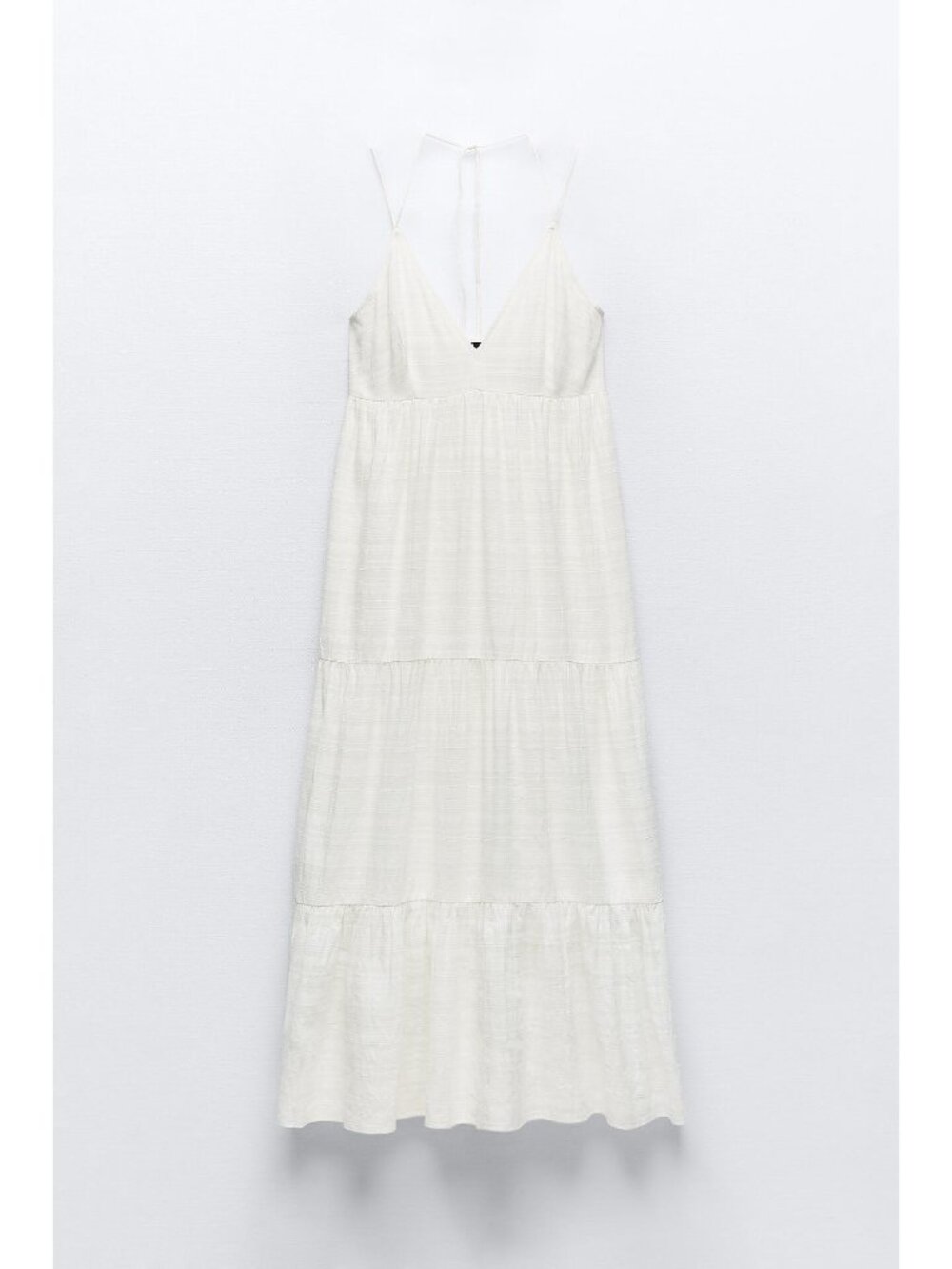 Zara White V-Neck Maxi Dress With Shell Strap Details - Picture 2 of 9